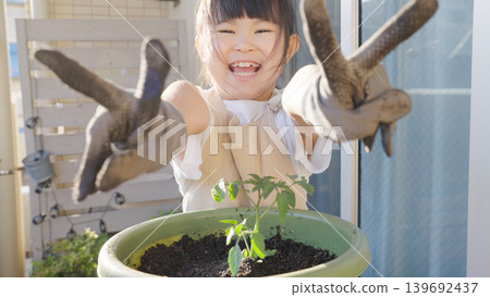 Children planting vegetable seedlings (gardening/gardening) Children planting vegetable seedlings (gardening/gardening) 139692437