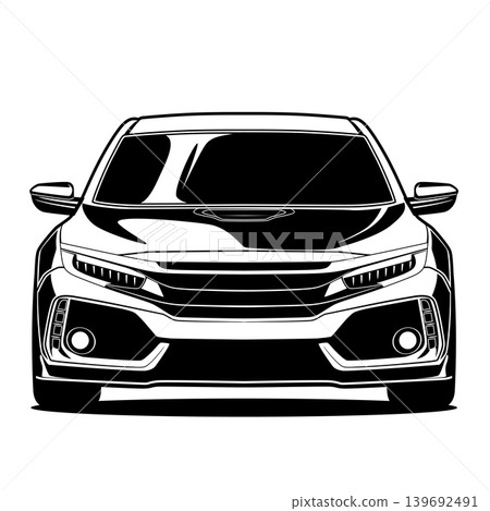 Black And White Car Vector Illustration For Conceptual Design. Black And White Car Vector Illustration For Conceptual Design. 139692491