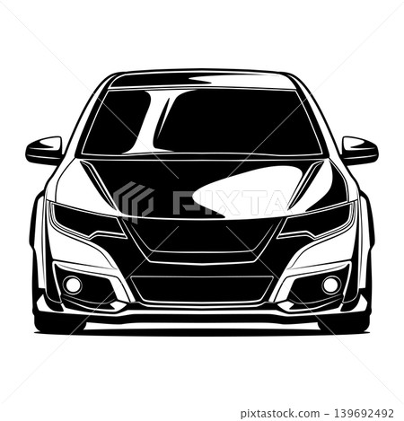 Black And White Car Vector Illustration For Conceptual Design. Black And White Car Vector Illustration For Conceptual Design. 139692492