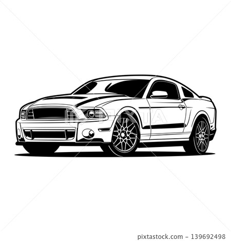 Black And White Car Vector Illustration For Conceptual Design. Black And White Car Vector Illustration For Conceptual Design. 139692498