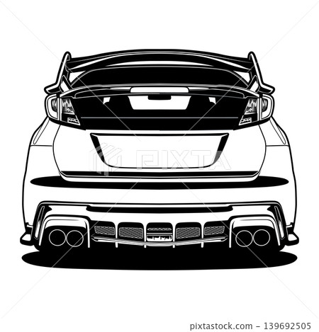 Black And White Car Vector Illustration For Conceptual Design. Black And White Car Vector Illustration For Conceptual Design. 139692505