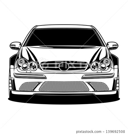 Black And White Car Vector Illustration For Conceptual Design. Black And White Car Vector Illustration For Conceptual Design. 139692508