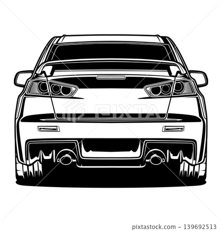 Black And White Car Vector Illustration For Conceptual Design. Black And White Car Vector Illustration For Conceptual Design. 139692513