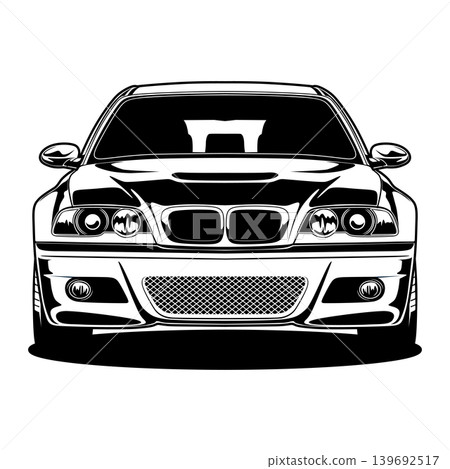 Black And White Car Vector Illustration For Conceptual Design. 139692517