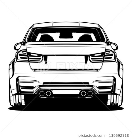 Black And White Car Vector Illustration For Conceptual Design. Black And White Car Vector Illustration For Conceptual Design. 139692518