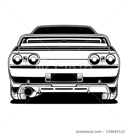 Black And White Car Vector Illustration For Conceptual Design. Black And White Car Vector Illustration For Conceptual Design. 139692522