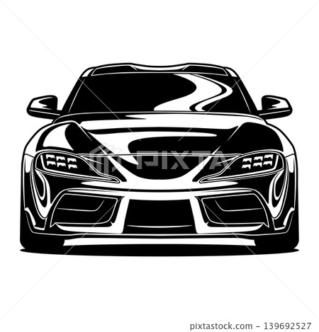 Black And White Car Vector Illustration For Conceptual Design. Black And White Car Vector Illustration For Conceptual Design. 139692527