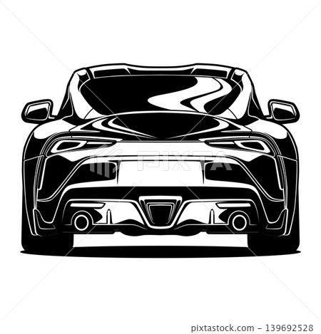 Black And White Car Vector Illustration For Conceptual Design. Black And White Car Vector Illustration For Conceptual Design. 139692528