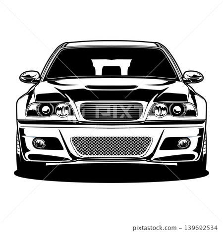 Black And White Car Vector Illustration For Conceptual Design. 139692534