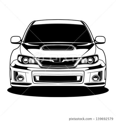 Black And White Car Vector Illustration For Conceptual Design. Black And White Car Vector Illustration For Conceptual Design. 139692579