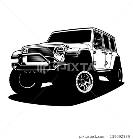 Black And White Car Vector Illustration For Conceptual Design. Black And White Car Vector Illustration For Conceptual Design. 139692589