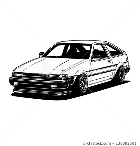 Black And White Car Vector Illustration For Conceptual Design. Black And White Car Vector Illustration For Conceptual Design. 139692591
