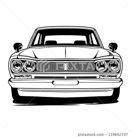 Black And White Car Vector Illustration For Conceptual Design. Black And White Car Vector Illustration For Conceptual Design. 139692597