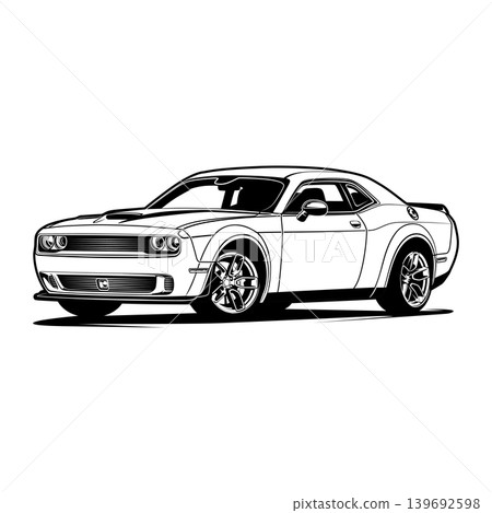 Black And White Car Vector Illustration For Conceptual Design. Black And White Car Vector Illustration For Conceptual Design. 139692598