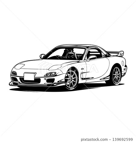 Black And White Car Vector Illustration For Conceptual Design. Black And White Car Vector Illustration For Conceptual Design. 139692599