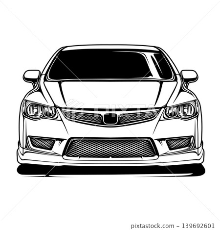 Black And White Car Vector Illustration For Conceptual Design. Black And White Car Vector Illustration For Conceptual Design. 139692601