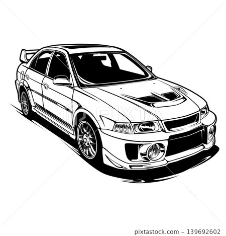 Black And White Car Vector Illustration For Conceptual Design. Black And White Car Vector Illustration For Conceptual Design. 139692602