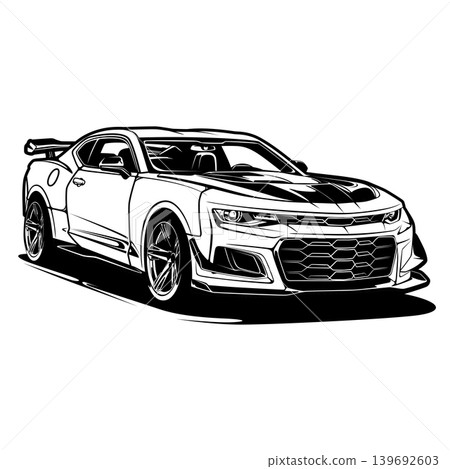 Black And White Car Vector Illustration For Conceptual Design. Black And White Car Vector Illustration For Conceptual Design. 139692603