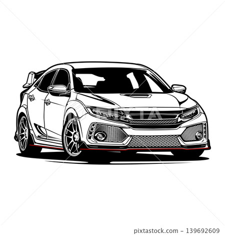 Black And White Car Vector Illustration For Conceptual Design. Black And White Car Vector Illustration For Conceptual Design. 139692609