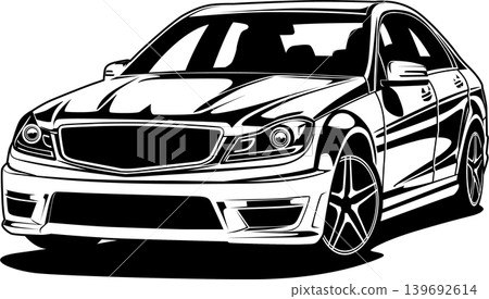 Black And White Car Vector Illustration For Conceptual Design. 139692614