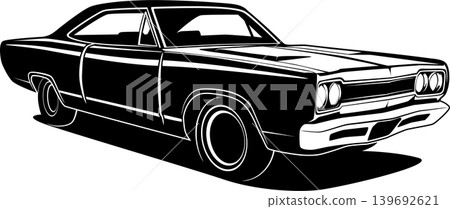 Black And White Car Vector Illustration For Conceptual Design. Black And White Car Vector Illustration For Conceptual Design. 139692621