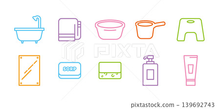 Colorful Icon Set - Bath Supplies Colorful Icon Set - Bath Supplies 139692743