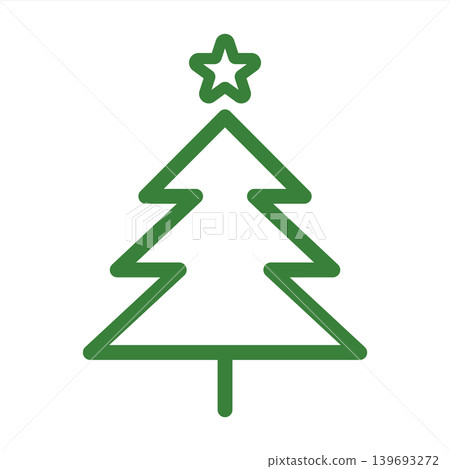 Green fir tree icon, Christmas illustration, simple and stylish line art, green Green fir tree icon, Christmas illustration, simple and stylish line art, green 139693272