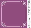 Simple line square decorative frame set with space for text. Purple and navy blue. Stylish and mature illustrations. 139693998