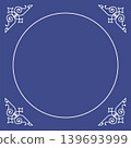 Simple line square decorative frame set with space for text. Purple and navy blue. Stylish and mature illustrations. 139693999