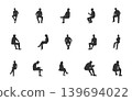 People sitting svg, Person sitting silhouette, Man sitting svg, Woman sitting silhouette, People sitting vector set. 139694022