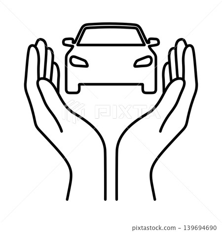 兩條線的圖示保護一輛車 139694690