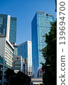 Shibuya's modern skyscrapers and cityscape stand out against the blue sky. 139694700