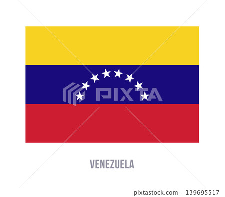 Flat vector illustration of the national flag of Venezuela isolated on a white background for country symbol design. Flat vector illustration of the national flag of Venezuela isolated on a white background for country symbol design. 139695517