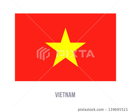 Flat vector illustration of the Vietnam national flag isolated on a white background for country symbol design. Flat vector illustration of the Vietnam national flag isolated on a white background for country symbol design. 139695521