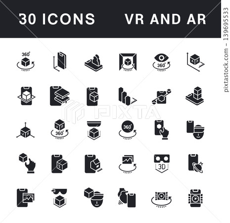 Set of Simple Icons of VR and AR Set of Simple Icons of VR and AR 139695533