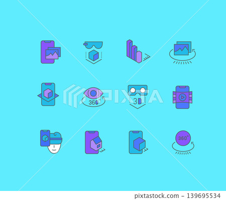 Set of Simple line Icons of VR and AR 139695534