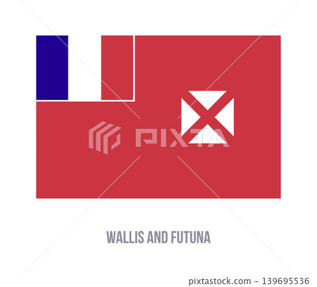 Flat vector illustration of the Wallis and Futuna flag with French tricolor canton and white cross for territorial symbol design. 139695536