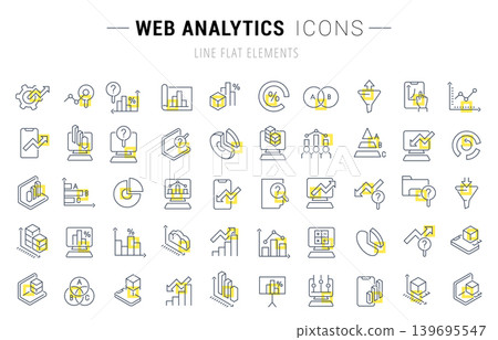 Set Vector Line Icons of Web Analytics Set Vector Line Icons of Web Analytics 139695547