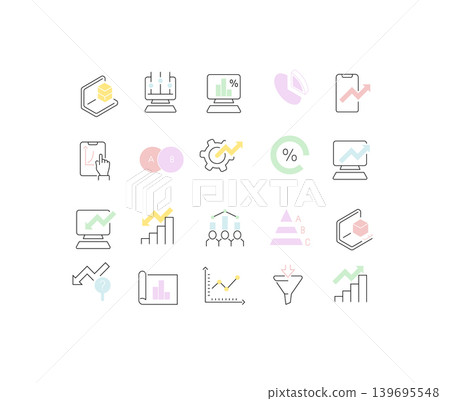 Set Vector Line Icons of Web Analytics Set Vector Line Icons of Web Analytics 139695548
