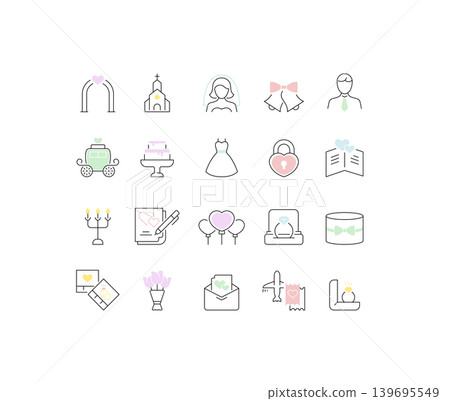 Set Vector Line Icons of Wedding Set Vector Line Icons of Wedding 139695549