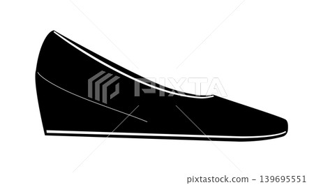 Silhouette illustration of women wedge heel pumps with closed toe. Elegant fashion footwear vector illustration isolated on white background. Silhouette illustration of women wedge heel pumps with closed toe. Elegant fashion footwear vector illustration isolated on white background. 139695551
