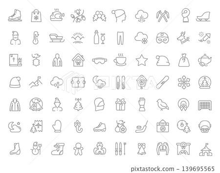 Set Vector Line Icons of Winter Set Vector Line Icons of Winter 139695565