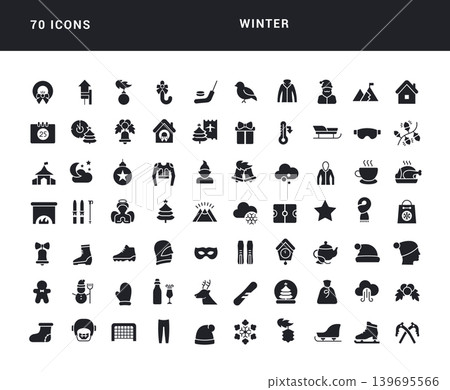 Set of simple icons of Winter Set of simple icons of Winter 139695566
