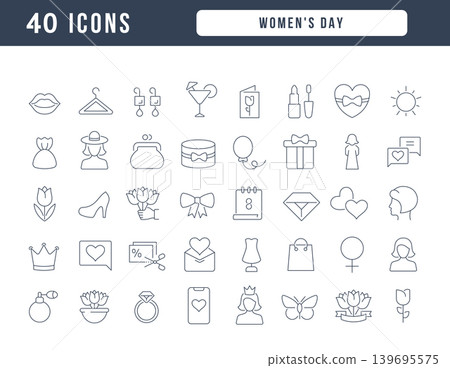 Set of linear icons of Women's Day Set of linear icons of Women's Day 139695575