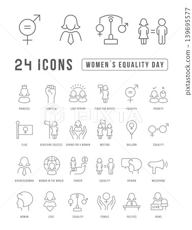 Vector Line Icons of Women Equality Day Vector Line Icons of Women Equality Day 139695577