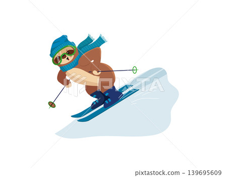 Sloths Skiing Illustration Sloths Skiing Illustration 139695609