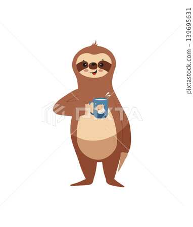 Sloth with Coffee Illustration Sloth with Coffee Illustration 139695631