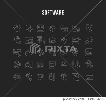 Set Vector Line Icons of Software 139695648