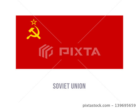 Flat vector illustration of the Soviet Union flag with red field, yellow hammer, sickle, and star for historical emblem design. 139695659