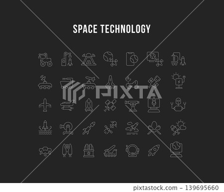 Set Vector Line Icons of Space Technology 139695660